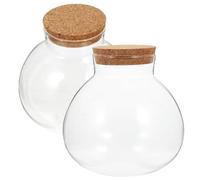 Healeved 2 Pièces Bouteille de Micropaysage en Verre Sphérique Décoration Élégante Bouchon en Liège, Facile à Nettoyer, pour Micro-paysages de Mousse pour Usage DIY à Domicile