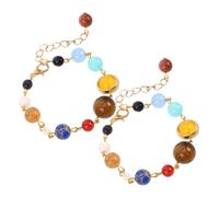 Healeved 2 pièces Bracelet Galaxy Ajustable Pierres Naturelles Système Solaire avec Planètes pour Femmes et Hommes pour et Occasions Spéciales