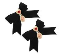 Healeved 2 Pièces Broche Nœud en Velours Pré-noué avec Cœur Vintage Accessoire Élégant pour Femmes Pin Col pour Tenue Française Cadeau Anniversaire Mère Sœur Fille