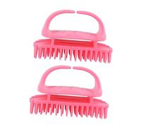 Healeved 2 Pièces brosse à shampoing masser silicium Portable duo femme bleu Doux shampouineuse brosse à cheveux en silicone massage de nettoyage de la tête abdos rose