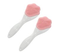 Healeved 2 Pièces Brosse visage en silicone lavage soin du visage poil réel nettoyeur bain brosse nettoyante spa brosses pour le visage pour le nettoyage Plastique rose