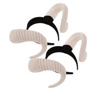 Healeved 2 Pièces Cosplay Sheep Horns Headband Realistic RAM Horn Hairband For Photo Shoot And Dress Up Parties Soft Lightweight Decorative Animal Headpiece For All Ages