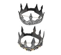 Healeved 2 Pièces Couronne De Roi Vintage Pour Antique Couronne De Diadème Royal De Performance Sur Scène De Roi Royal Prince Diadèmes Dark Grey Pu