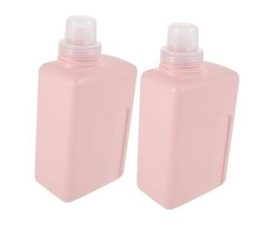 Healeved 2 Pièces Distributeurs Liquide Lessive Réutilisables Bouteilles Carrées Étanches pour Voyage Salle de Bain Organisateur Gel et Adoucissant