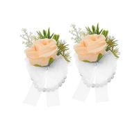 Healeved 2 Pièces fleur de poignet tourbillon de poignet Mariage de mariée carpien bandes corsage de poignet artificiel bracelet de corsage de poignet fleur de soie