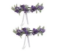 Healeved 2 pièces Floral Wreath Headband Deep Lightweight Hair Band For Women Beach Vacation Wedding Photo Props Elegant Hair Accessories