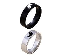 Healeved 2 Pièces Lot De Bagues Symboles Du Tai Chi Pour Couple Bijoux Coordonnés Pour Lui Bagues Décoratives