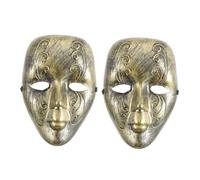 Healeved 2 Pièces Masque Ancien Masque De Mascarade Unique Masque Dhalloween Masque De Bal Masqué Masque De Carnaval Masque De Fête Beaux Masques De Mascarade Golden Plastique