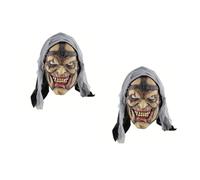 Healeved 2 Pièces masque d'horreur masques effrayants magicien squelette costumes dirigé masque de zombie d'horreur mascarade Halloween zombi d'horreur
