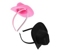 Healeved 2 Pièces Mini Cowboy Hat Headband Lightweight Western Hair Accessories For Women Festival Party Halloween Carnivals