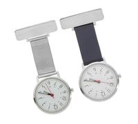 Healeved 2 pièces Montre de Poche infirmière métal lot Montre de Poche Portable pour médecins et Personnel médical avec Design Simple Argent + Bleu 2pcs