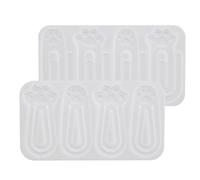 Healeved 2 Pièces Moule Silicone Marque-page Chat Flexible pour Résine DIY Papeterie Créative Cadeau Maîtresse École Loisirs