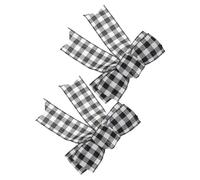 Healeved 2 pièces Nœuds Décoratifs Lin pour Noël Grands Nœuds à Carreaux Noirs et Blancs Décorations Polyvalentes pour Sapin Couronnes Fenêtres Lot