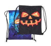 Healeved 2 Pièces Paquet à Cordon Halloween Citrouille en Polyester Noir, Facile à Nettoyer, pour Bonbons et Camping en Plein Air