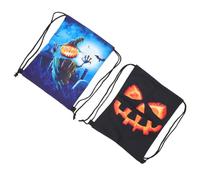 Healeved 2 Pièces Paquet à Dos à Cordon Motif Citrouille 3d en Polyester Imperméable Halloween Paquet de Rangement pour Bonbons et Cookies, pour Garçon et Filles en Sortie Plage ou Camping