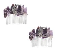 Healeved 2 Pièces Peigne à Cheveux Cristal Naturel avec Décor de Lune et Accessoire de Mode Élégant pour Mariage et Fête