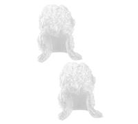 Healeved 2 Pièces Perruque de Cosplay Réutilisable pour Avocat et Juge Perruque Blanche pour Fête et Déguisement Accessoire pour Halloween et Événements Cosplay