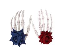 Healeved 2 pièces Pince à Cheveux Squelette Main Punk Halloween Durable et avec Rose Rouge et Bleue Accessoire Original pour Fête et Costume