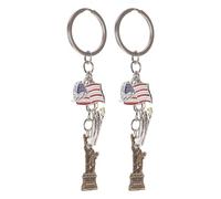 Healeved 2 Pièces Porte-clés avec Drapeau Américain Statue Liberté en Métal Doré Compact et Portable, pour Clés de Voiture et Paquet à Dos Quotidien