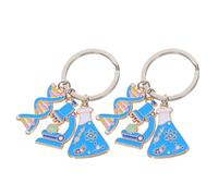 Healeved 2 Pièces Porte-clés Cadeau Original en Alliage de Zinc Bleu Double Hélice Breloque Microscope Éducative et Élégante pour Diplômés en Sciences et Usage Quotidien