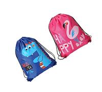 Healeved 2 Pièces Sac de Plage Sac à Multifonction avec Cordon Dinosaure Bleu Flamant Rose pour Natation et Activités de Plage