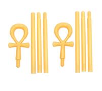 Healeved 2 Pièces Sceptre de Pharaon en Plastique Or Prise Confortable et Design Unique pour Accessoires de Costume Halloween et Événements à Thème Antique
