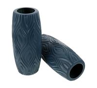 Healeved 2 Pièces Vase Commémoratif en Plastique Texturé Bleu, Extérieur | Base Stable Antidérapante, Usage par Pluvieux, pour Fleurs Funéraires et Stèles