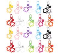 Healeved 20 pièces Lot de Porte-clés Étoile Acrylique Colorés avec Cloche Accessoires Bagages et Charms pour Sacs Porte-monnaie et Bricolage