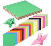 Healeved 200 Feuilles de Papier Origami 20X20 CM en Pâte de Bois Papier Cartonné Coloré Assorti pour Loisirs Créatifs et Scrapbooking Feuilles Carrées Multicolores pour Pliage Facile et