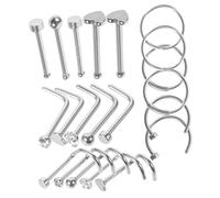 Healeved 21 pièces Anneaux de Nez Acier Inoxydable Argenté Set de Bijoux pour Piercing Nez Femme Confortables et Élégants pour Fêtes et Quotidien