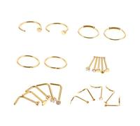 Healeved 21pièces Anneaux de Nez Acier Inoxydable Bijoux de Piercing pour Femmes Lot de Anneaux Percés