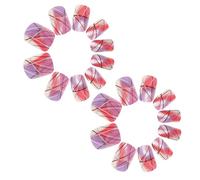 Healeved 24 pièces Faux Ongles Courts Carrés Brillants à Coller Design Dégradé avec Lignes Argentées Élégants et Réalistes pour Femmes et Filles Manucure Pratique et Réutilisable