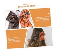 Healeved 24 pièces Halloween Bow Ponytail Holders For Elastic Hair Ties Festival Hair Accessories With Orange Spider Web Design