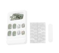 Healeved 24pièces Lot de Faux Ongles Courts à Coller Détachables pour Femmes Manucure Maison Mariage Bal Fin Année Rendez-