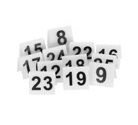 Healeved 25 Pièces Numéros de Table en Acrylique Double Face 1-25 pour Réception de Mariage, Base Plate Stable, Bords Arrondis Sécurisés, Support de V Blanc Minimaliste