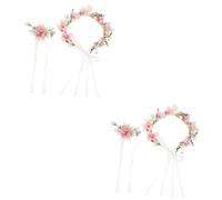 Healeved 2ensembles Couronne De Fleurs Pour Mariage Avec Bracelet Fleurs Simulées Accessoire De Cheveux Élégant Pour Femmes Et Mariées Pour Célébrations Plages Et Voyages