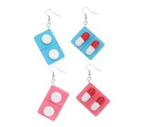 Healeved 2paires Boucles Oreilles Dangle Amusantes Bois Forme Capsule Médicale Vert Rose Originales Pour Fêtes Et Cadeau Infirmière