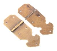 Healeved 2pcs Charnières Anciennes en Laiton pour Boîte à Bijoux et Meubles, Design Antique Décoratif, Solide et Petites Charnières pour Portes D'armoire