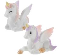 Healeved 2pcs Figurines Licorne en Résine Légères et Faciles à Décorer pour Cupcakes et Succulentes, Ornements Mignons et Réalistes pour Fête D'anniversaire