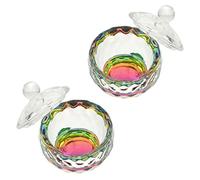 Healeved 2pièces à Ongles Verre Cristal Coloré Avec Couvercle Accessoires De Manucure Pour Liquide De Nail Art Outils Et Diy Pour Décoration Des Ongles