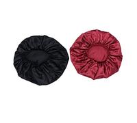 Healeved 2pièces Élastique Lot De Bonnets De Soins Capillaires Satin Et Noir Pour Confort Et Cheveux Pendant Sommeil