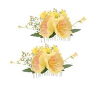 Healeved 2pièces Epingle à Cheveux à Fleurs Artificielles Barrette Hawaïenne avec Fleur Hibiscus Frangipanier Peigne Latéral pour Mariage et Fête Accessoire de Tête pour Femme et Fille