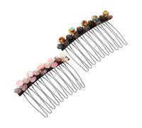 Healeved 2pièces Lot de Peignes à Cheveux Fleuris Ornés de Strass Accessoires pour Chignon Français Pinces Latérales pour Femmes