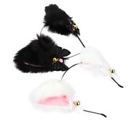 Healeved 2pièces Serre-tête Oreilles De Chat Peluche Accessoire De Coiffure Pour Fête Design Créatif Noir Et Blanc