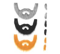 Healeved 3 Ensembles Set de Fausse Barbe et Sourcils Auto Adhésifs Accessoires de Costume pour Gnome Vieil Homme et Halloween Couleurs Jaune Noir Gris