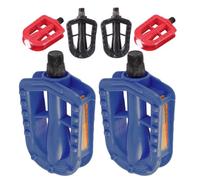 Healeved 3 Paires de Pédales de Vélo Garçon et Filles Antidérapantes, Plastique Robuste, Couleurs Bleu Noir Rouge, Larges Surfaces Confortables pour Vélo Route et VTT, Accessoires Cyclisme