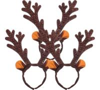 Healeved 3 Pièces Bandeau Bois de Cerf de Noël, Serrage-tête Renne en Tissu, Couleur Café, Confortable, Ne Tombe Pas Facilement, pour Filles, Fête de Noël et Holiday