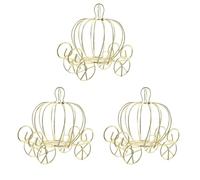 Healeved 3 Pièces Boîte à Bonbons Décoration Créative en Métal Forme Carrosse Citrouille Dorée Design Ajouré Filaire Creux pour Mariage et Festivals