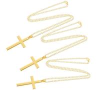 Healeved 3 Pièces Collier Croix Décoratif en Plastique Or Finition Soignée, Délicat et Naturel, pour Cérémonie de Remise de Diplômes ou Mariage