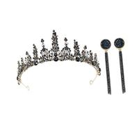 Healeved 3 Pièces Couronne Noire Peluches De La Saint-valentin De La Saint-valentin Boucles D'oreilles De Demoiselle D'honneur Concours Avec Boucles D'oreilles Alliage